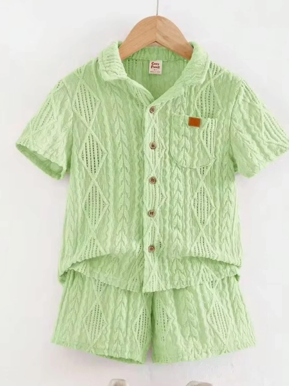Kids Light Green Short-Sleeve Short set size 6